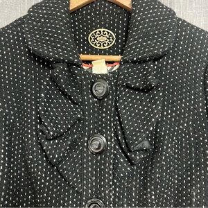 Anthropologie Idra Wool Black and White Coat Size 0